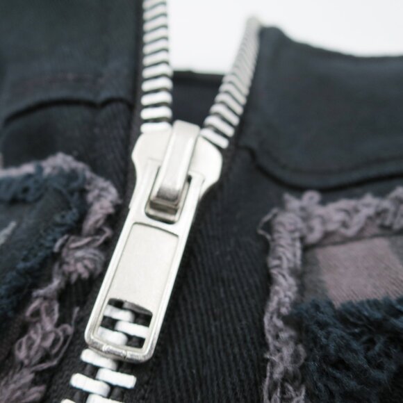 RARE Y2K Serious Clothing Black Twill Micro Mini Skirt Punk Goth Fetish M Zip - Picture 8 of 10